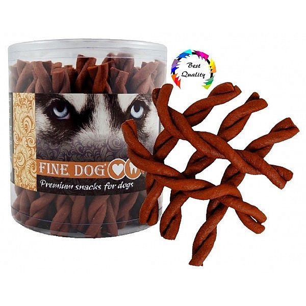 FINE DOG Jerky tyč kroucená 12,5cm 50ks