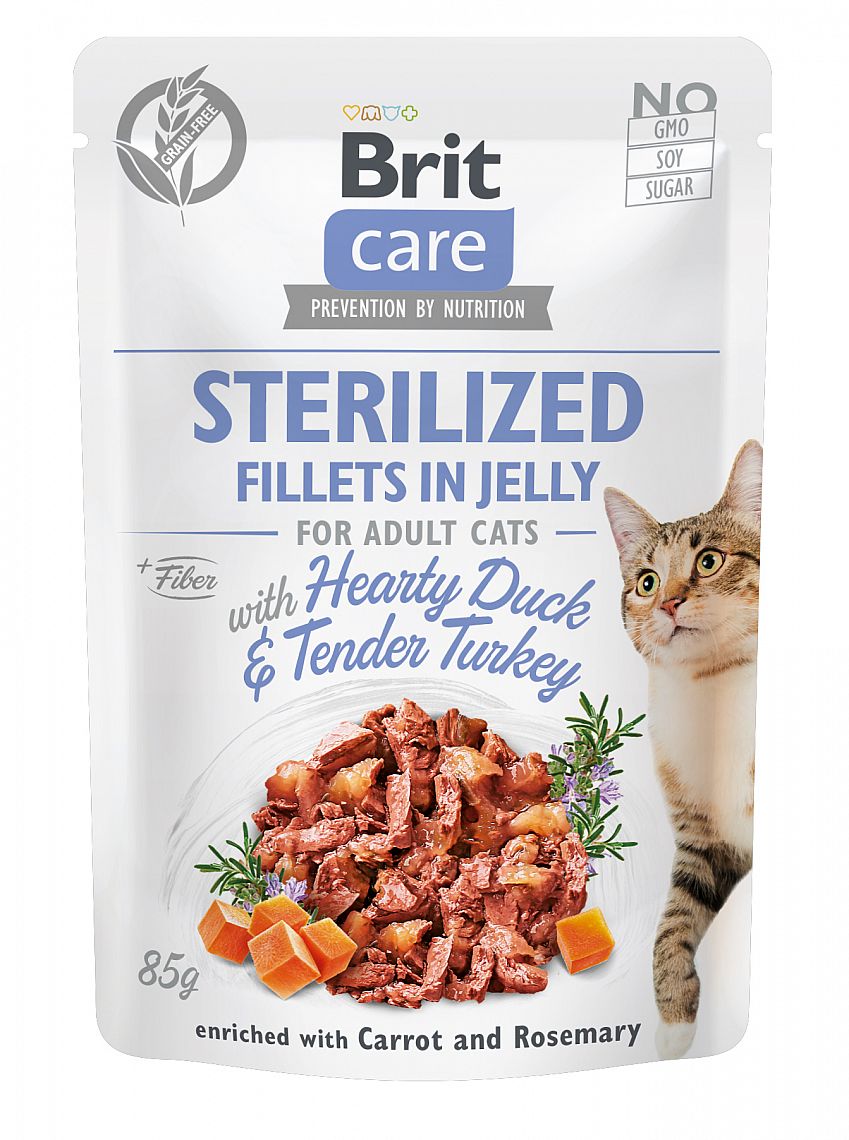 Brit Care Cat Fillets in Jelly Steril Duck&Turkey 85g