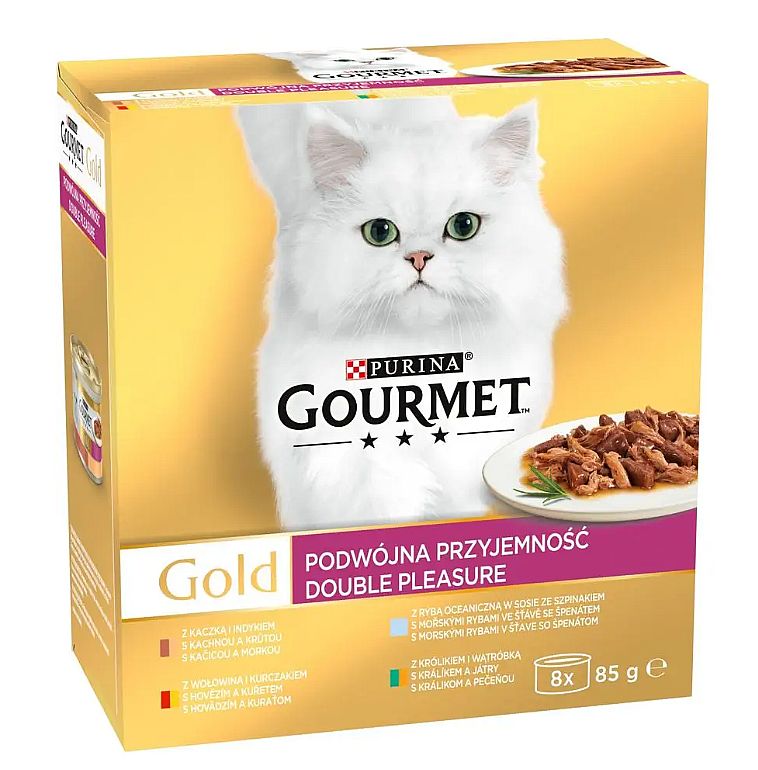 GOURMET GOLD Multipack 8x85g kach+oliv/pstr+zel/krá+mrk/tel+zel š