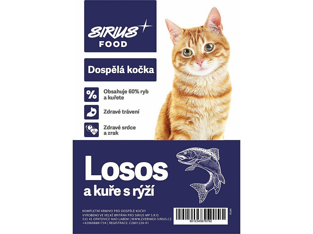 Sirius Food CAT Super Premium Adult losos a kuře s rýží 2kg