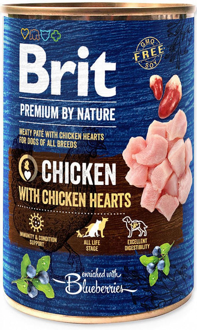 Brit Premium Dog by Nature konzerva Chicken & Hearts 400g