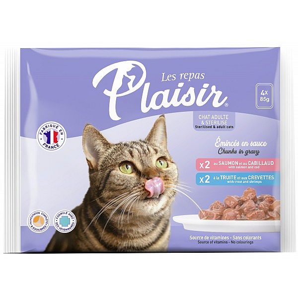 PLAISIR cat multipack kapsičky - 2x losos, 2x pstruh/4x85g