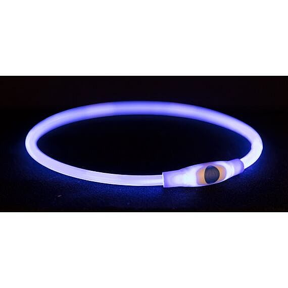 Flash light ring USB, blikací obojek, L-XL: 65 cm/ ø 8 mm, modrá