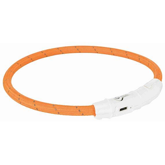 Svítící kroužek USB na krk M-L 45cm/7mm oranžový