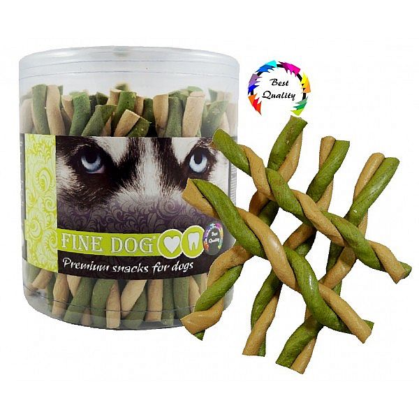 FINE DOG Jerky kroucená vanilka+mint 50ks