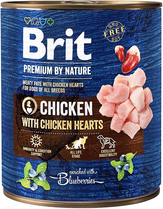 Brit Premium Dog by Nature konzerva Chicken & Hearts 800g