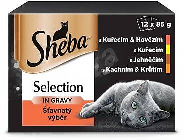 SHEBA kapsička - kuře + jehně ve šťávě 12x85g