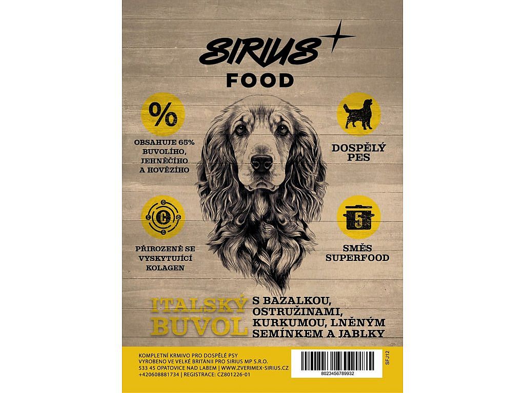 Sirius Food DOG Italian 65 Adult Italský buvol s bazalkou 12kg