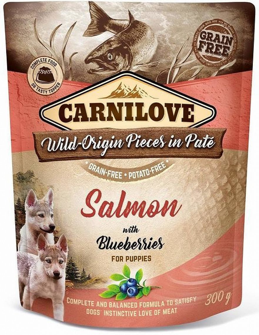 Carnilove Dog Pouch Paté Salmon & Bluebery Puppies 300g