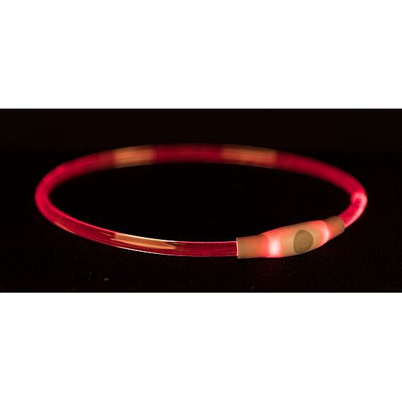 Flash light ring USB, blikací obojek, S-M: 40 cm/ ø 8 mm, červená