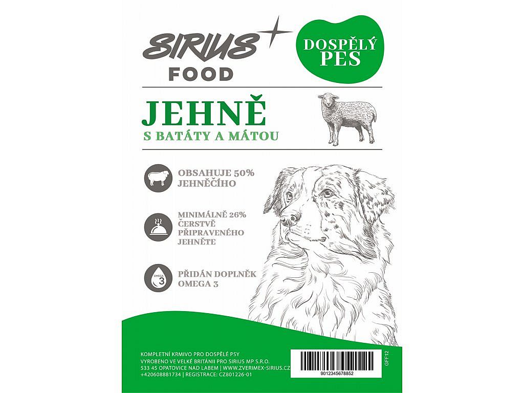 Sirius Food DOG Grain Free Adult jehně s batáty a mátou 12kg