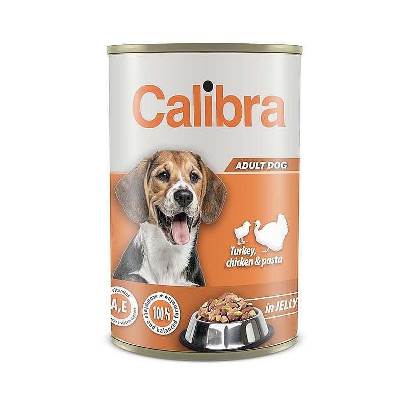 Calibra DOG konzerva Krůtí, kuře a těstoviny v želé 1240g