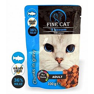 FINE CAT kapsička GRAIN-FREE Adult LOSOS v omáčce 100g