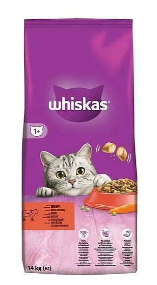 WHISKAS s hovězím 14kg