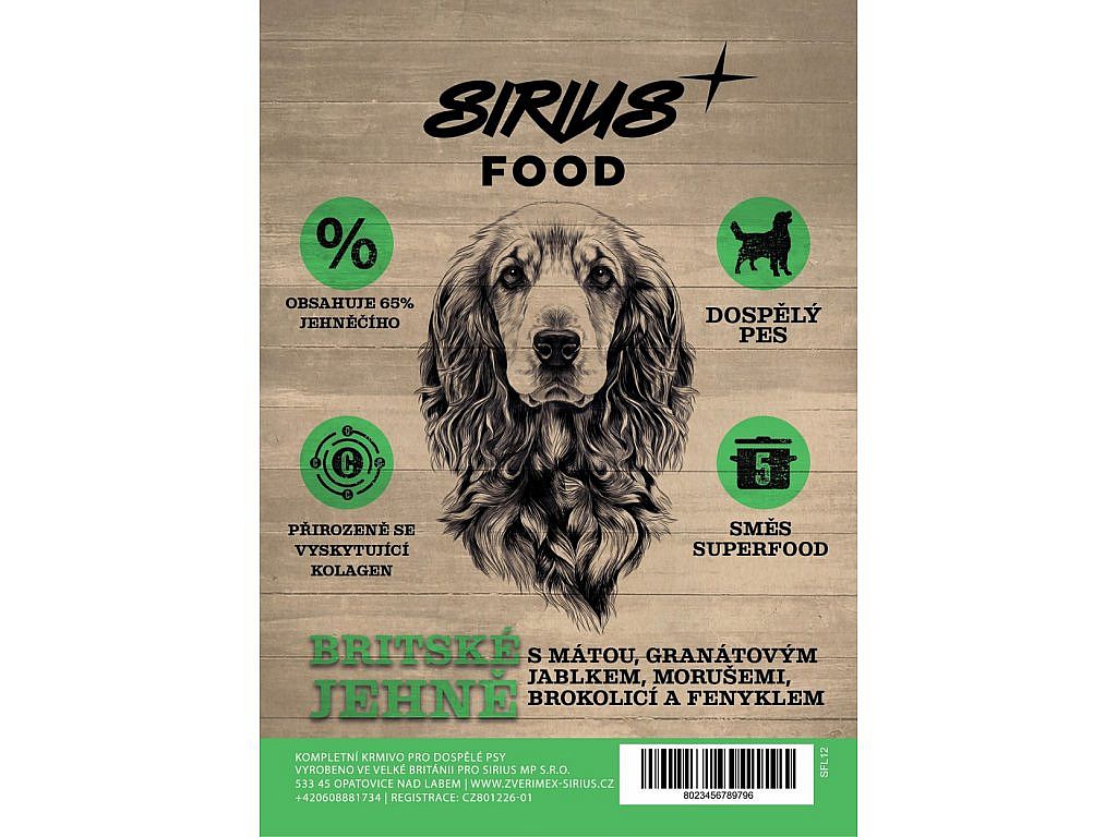 Sirius Food DOG Superfood 65 Adult Britské jehně s mátou 2kg