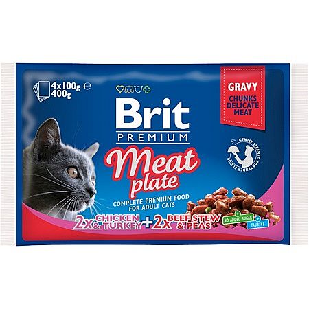 Brit Premium Cat kapsa Meat Plate 400g (4x100g)