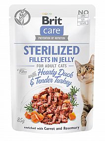 Brit Care Cat Fillets in Jelly Steril Duck&Turkey 85g