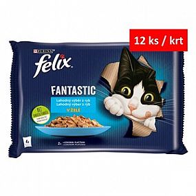 FELIX Fantastic s lososem a platýzem v želé  4x85g