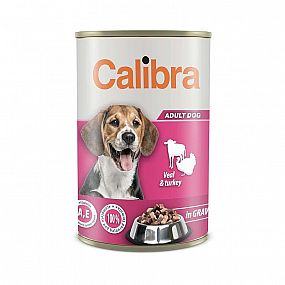 Calibra DOG konzerva Telecí a krůta ve šťávě 1240g