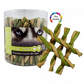 FINE DOG Jerky kroucená vanilka+mint 50ks