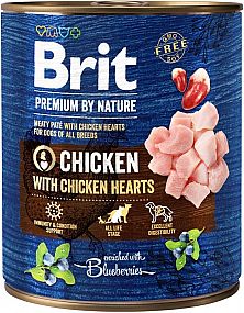 Brit Premium Dog by Nature konzerva Chicken & Hearts 800g