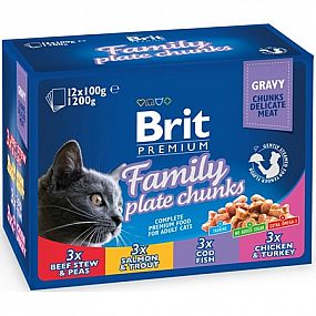 Brit Premium Cat kapsa Family Plate 1200g (12x100g)