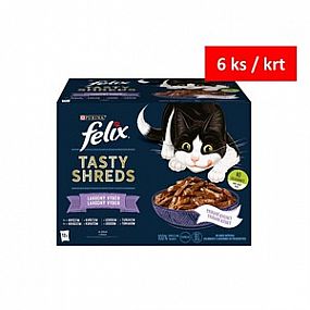 FELIX TASTY SHREDS hovězí,kuře,losos,tuňák ve šťávě 12x80g