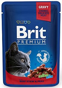 Brit Premium Cat kapsa with Beef Stew & Peas 100g