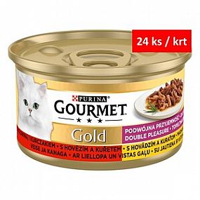 GOURMET GOLD s hovězím a kuřetem     85g