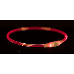 Flash light ring USB, blikací obojek, L-XL: 65 cm/ ø 8 mm, červen