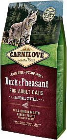 Carnilove Cat Duck&Pheasant Adult Hairball Control 6kg