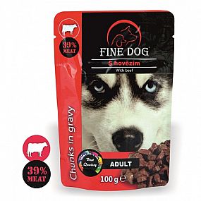 FINE DOG kapsička Adult hovězí v omáčce 100g