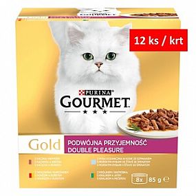 GOURMET GOLD Multipack 8x85g hov+kuř/krá+játr/ryby+špen/kach+krůt