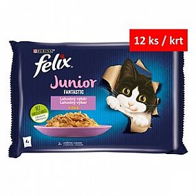 FELIX Fantastic Junior s kuřetem a lososem v želé  4x85g