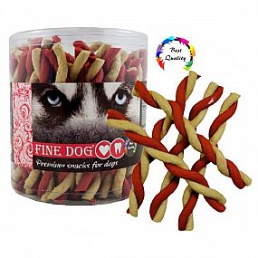 FINE DOG Jerky kroucená vanilka+hovězí 50ks